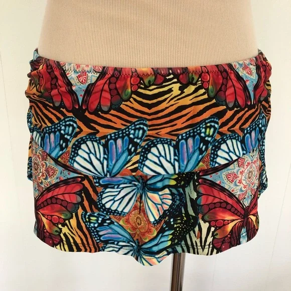 BECCA Rebecca Virtue M Bohemian Boho Butterfly Halter SWIMSUIT Tankini & Skirt - Picture 8 of 12